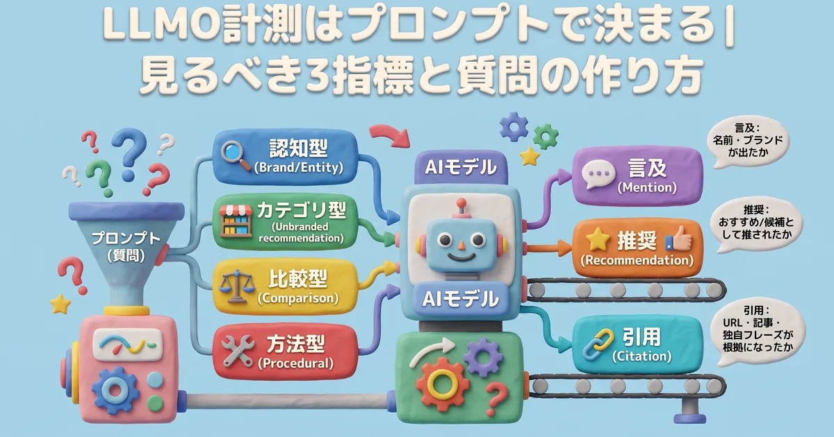 LLMO計測はプロンプトで決まる｜見るべき3指標と質問の作り方