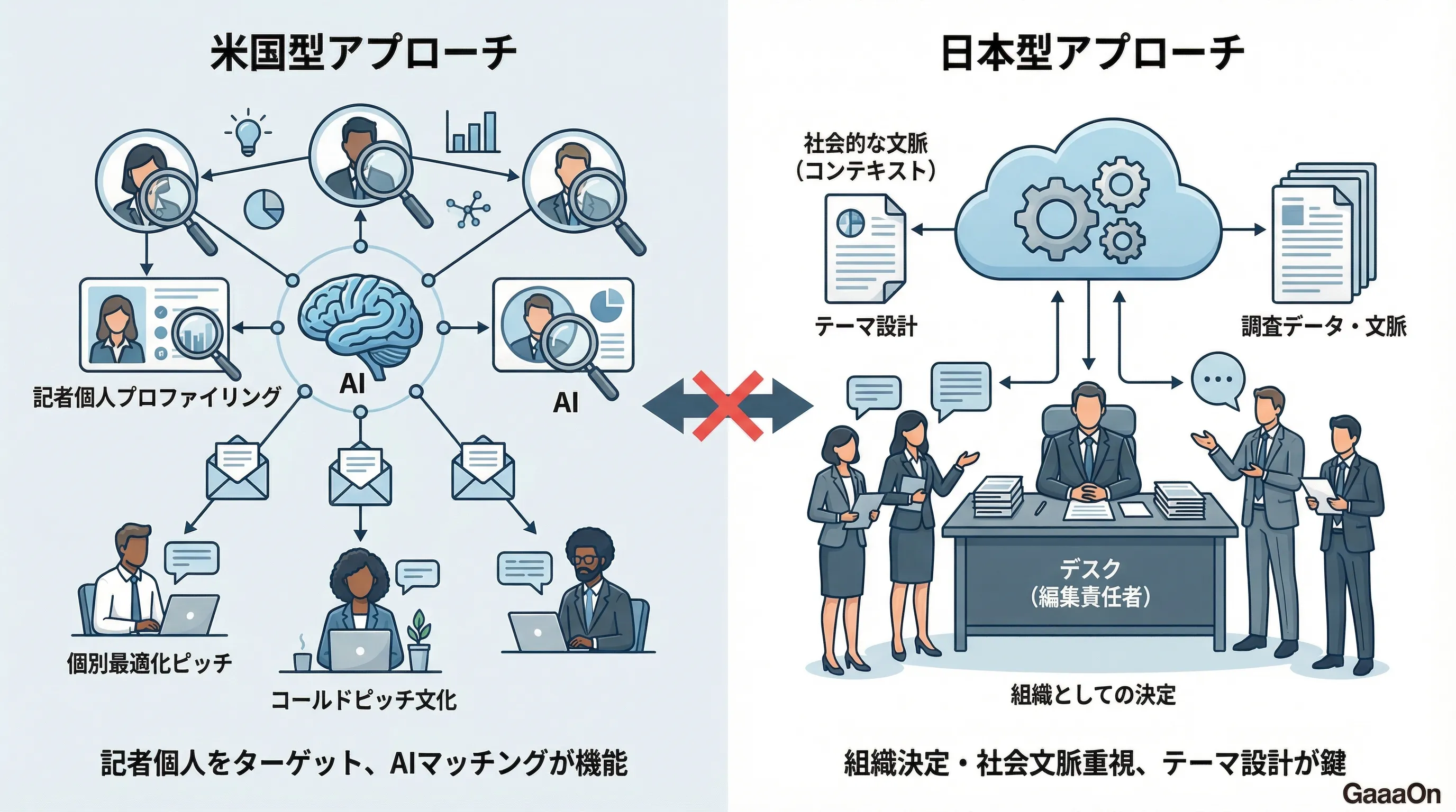 米国型アプローチと日本型アプローチの比較
